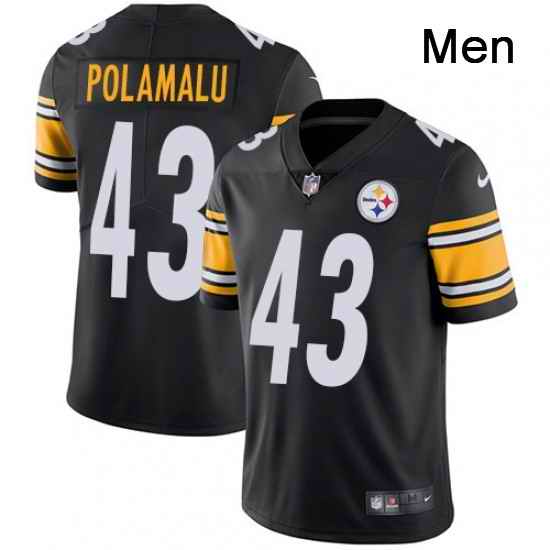 Mens Nike Pittsburgh Steelers 43 Troy Polamalu Black Team Color Vapor Untouchable Limited Player NFL Jersey